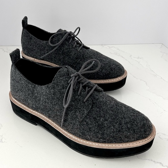 Eileen Fisher Shoes - Eileen Fisher System Nims Platform Oxford Shoes Lace Up Grey Felt Size 10 NWOT